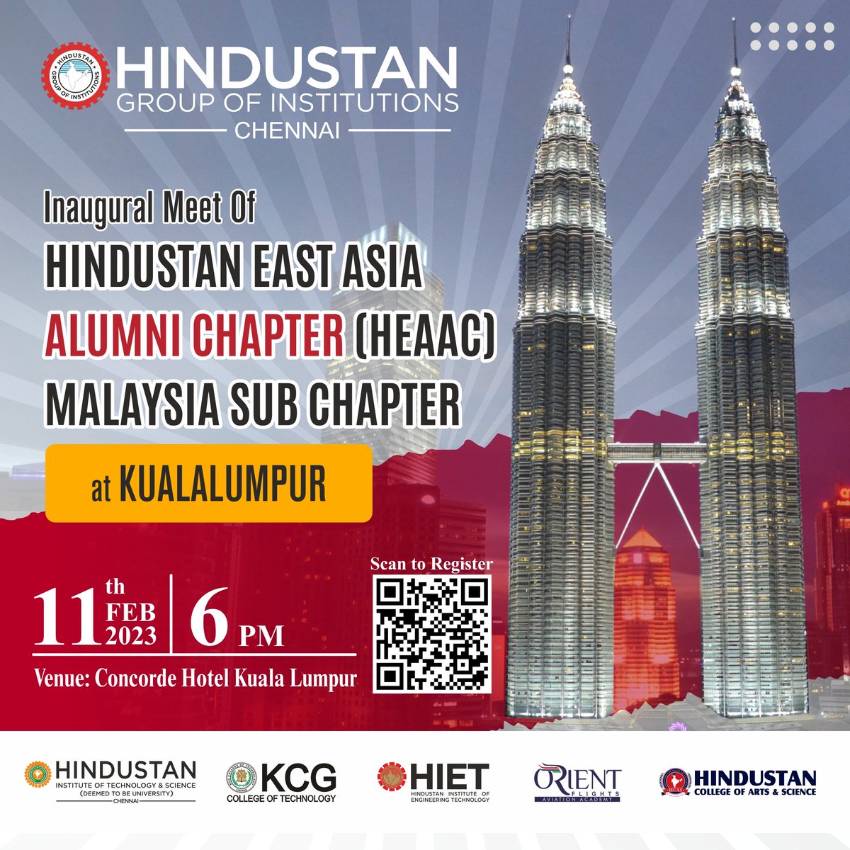 Welcome to HEAAC - Malaysia Subchapter Inaugural meet on 11 Feb 23. Please register with this link / qr code in the flyer forms.gle/gdxwxCBUpehRtt…. #AlumniNews #AlumniMeet #AlumniChapter #HITSAA