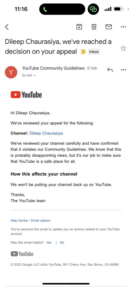 Dileep0143's tweet photo. @TeamYouTube Dear team.
After appeling to the above link I got this mail.
I want to draw your attention that I always make video on play store approved apps so how play store verified apps can be harmful. So it is a request that please review my channel and return my channel. https://t.co/eJizUoax6l