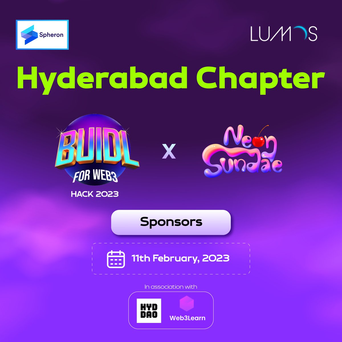 Buidlers, Assemble! 🙌

We are super excited that <a href="/NeonSundae/">Neon Sundae🍦| #HiringNow!</a> is now a sponsor for the “Buidl For Web3” hackathon in Hyderabad!  

#LumosOnTheRoad #Blockchain #Web3Development