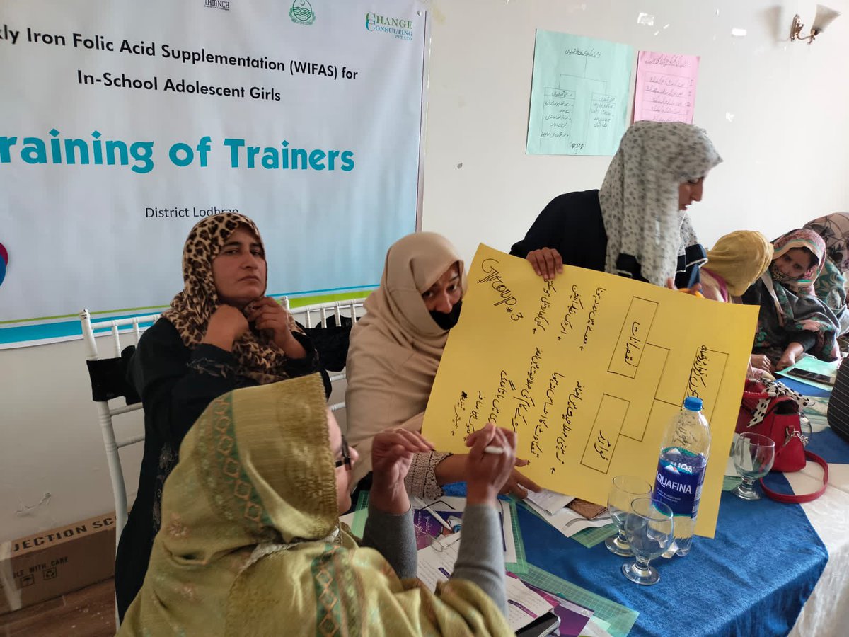 change_pak2's tweet photo. Training of the Trainers for #WIFAS for #adolesents in #Lodhran where IDA is more than 56.6%. @NutritionIntl is supporting @nhsrcofficial Govt of Pakistan in pioneering #WIFAS delivery in rural areas of #Pakistan #changeconsulting https://t.co/PBhmjqB6W0