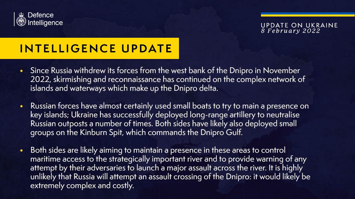 Latest Defence Intelligence update on the situation in Ukraine - 8 February 2023