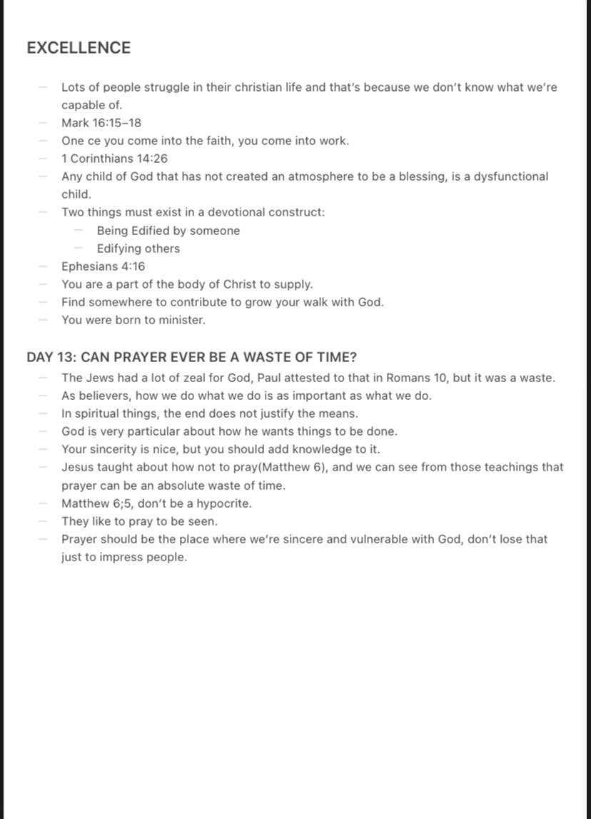 Here are my notes from the #100daysofdiscipleship with <a href="/pst_iren/">Apostle Emmanuel Iren</a>. I’ve been eating really well. You should join in. ☺️
#PstIrenSaid