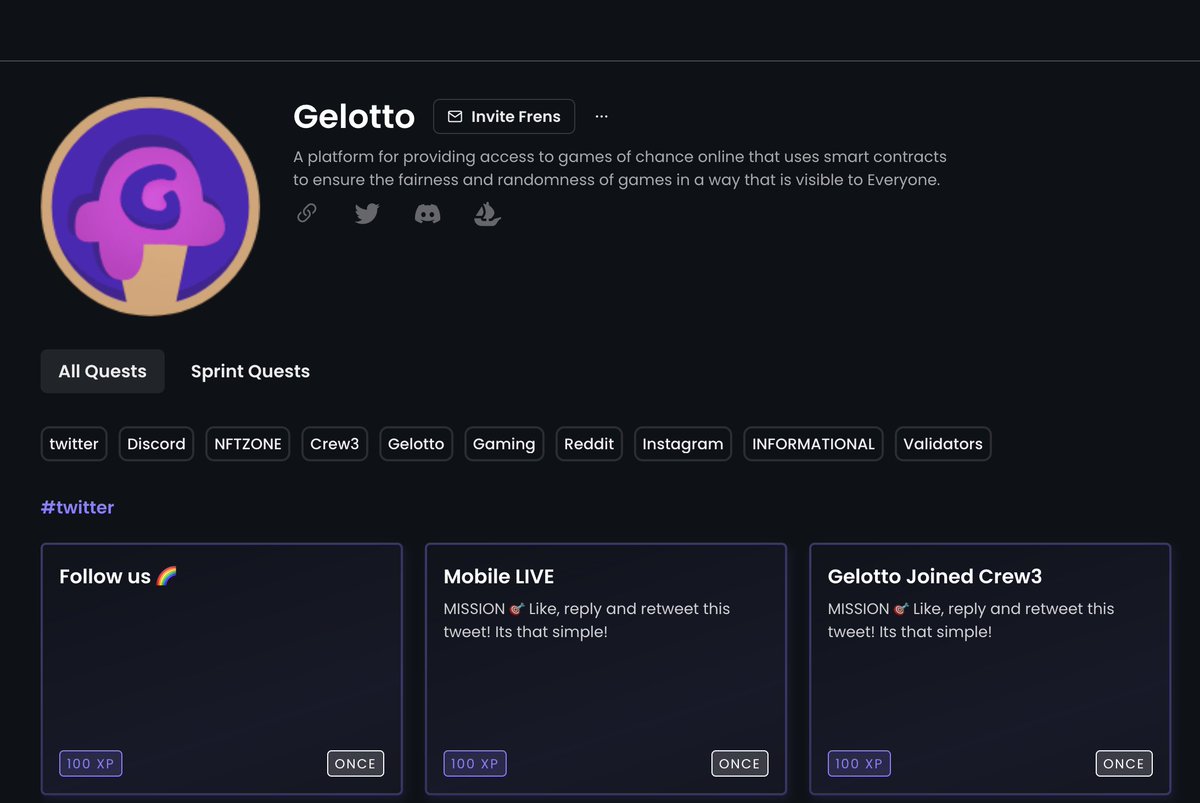 When was the last time you clicked on the “I’m feeling lucky” button?

⭐️Our Project Of The Day, <a href="/Gelotto2/">Gelotto🍦| $GLTO</a>, brings games of chance that use smart contracts to ensure the fairness and randomness of games.

✅Check out their <a href="/crew3xyz/">Kasih Sayang</a> questboard: bit.ly/3jAz4tI