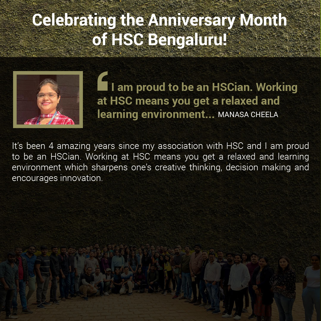 SystiqueStories's tweet photo. .@hsccorp has been at forefronts of #DigitalEngineering sector courtesy smart #HSCians working across the globe.This month,we complete #7Years in #Bengaluru & have most amazing crew with us to celebrate this #anniversary. Few HSCians shared their thoughts on this august occasion. https://t.co/l5cNK07Iru