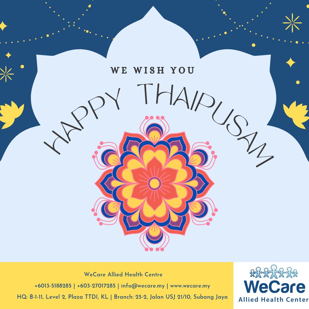 WeCareAHC's tweet photo. We wish everyone to have a blessed Thaipusam 😊✨

#WeCare #WeCareTTDI #WeCareByWeShare #mentalhealth #mentalhealthawareness #mentalhealthmalaysia https://t.co/INZl6lECtu