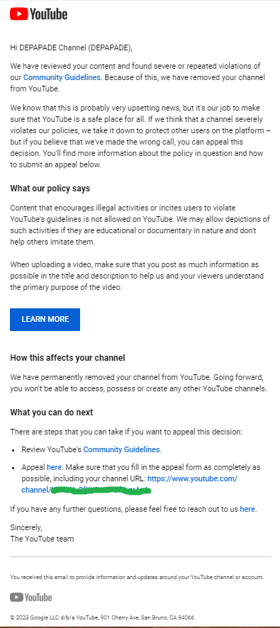 depapade's tweet photo. @TeamYouTube  my Gmail restored after being hijacked. But my YouTube channel now suspended. I believe the hijacker change my channel name and uploaded some restricted video. Kindly help me with this matter. https://t.co/QcozJ6Q9DQ