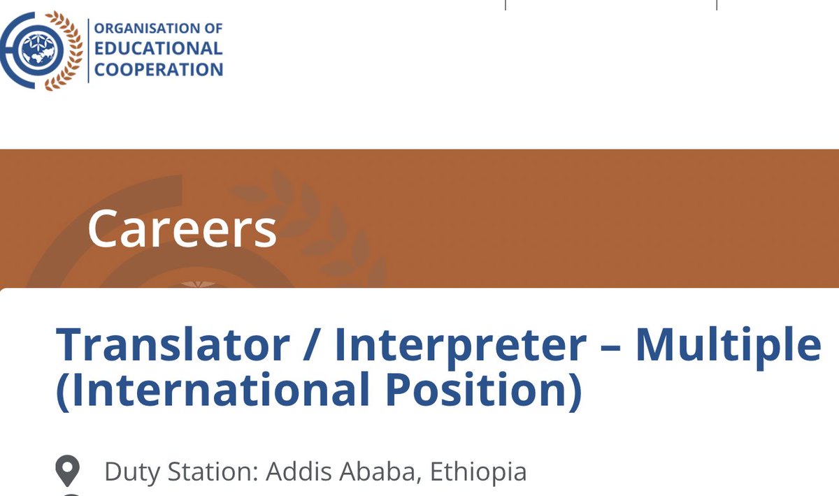 FadhelKaboub's tweet image. Join us in Addis Ababa, Ethiopia! We are #hiring #translators @OEC_OCE ! Apply now if you have professional level #translation fluency in #English and at least one of the following #languages: #Arabic, #French and #Spanish.
oec-oce.org/en/careers/tra…

#Recruitment #ApplyNow #Jobs