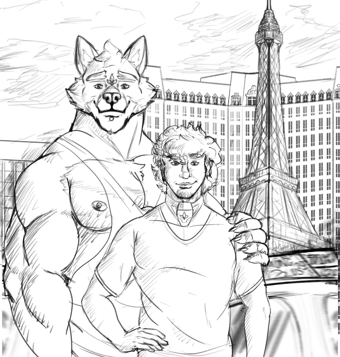 Practice sketch with background and characters featuring Amicus and Marco (the protag) from Adastra and Paris Casino. I'm proud😌
#furry #furryfandom #furries #furryart #furryartist #furryvn #furryvisualnovel #adastravn #amicusadastra