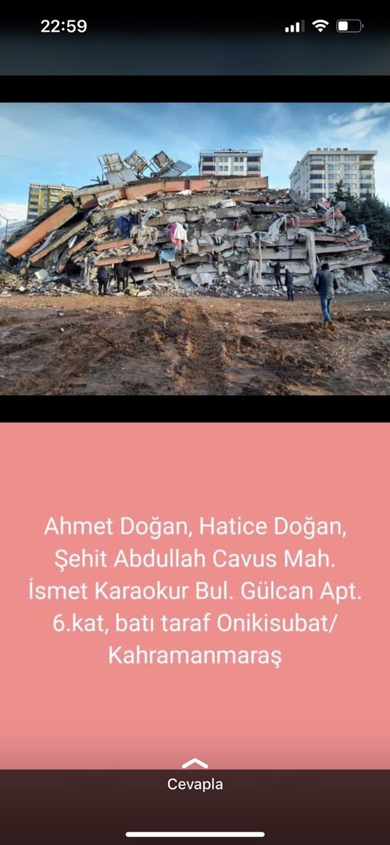 berra2006's tweet photo. Kahramanmaraş yardım bekliyor… @AFADBaskanlik @suleymansoylu @haluklevent @RTErdogan @startv @kanal7 https://t.co/MsauQEgSIo