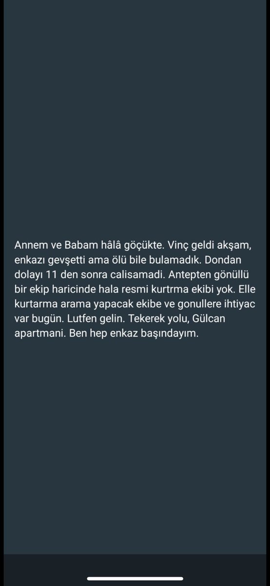 berra2006's tweet photo. Kahramanmaraş yardım bekliyor… @AFADBaskanlik @suleymansoylu @haluklevent @RTErdogan @startv @kanal7 https://t.co/MsauQEgSIo