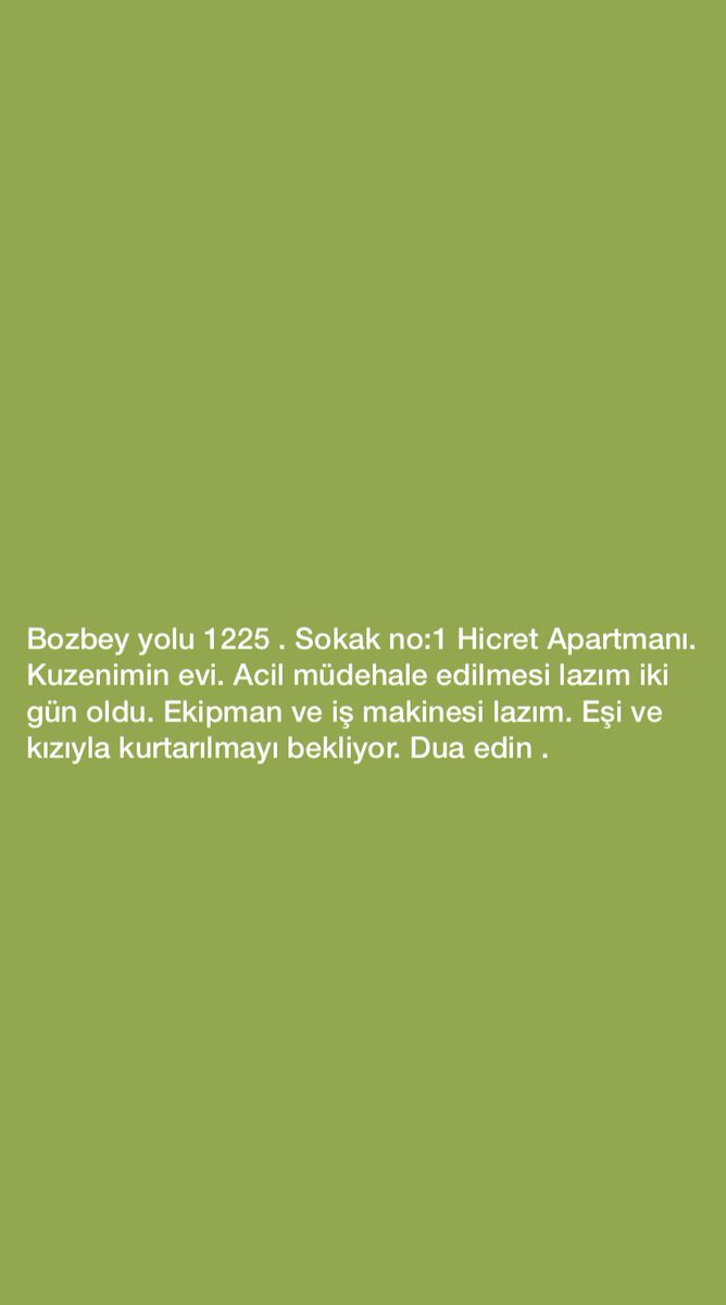 Alitaşı mahallesi/ Adıyaman <a href="/AFADBaskanlik/">AFAD</a> <a href="/haluklevent/">Haluk Levent ( Ahbap Ekibi )</a> <a href="/ahbap/">Ahbap</a> <a href="/Haydi_Ahbap/">Haydi Ahbap</a> <a href="/OguzhanUgur/">Oğuzhan Uğur</a> <a href="/cuneytozdemir/">cüneyt özdemir</a>