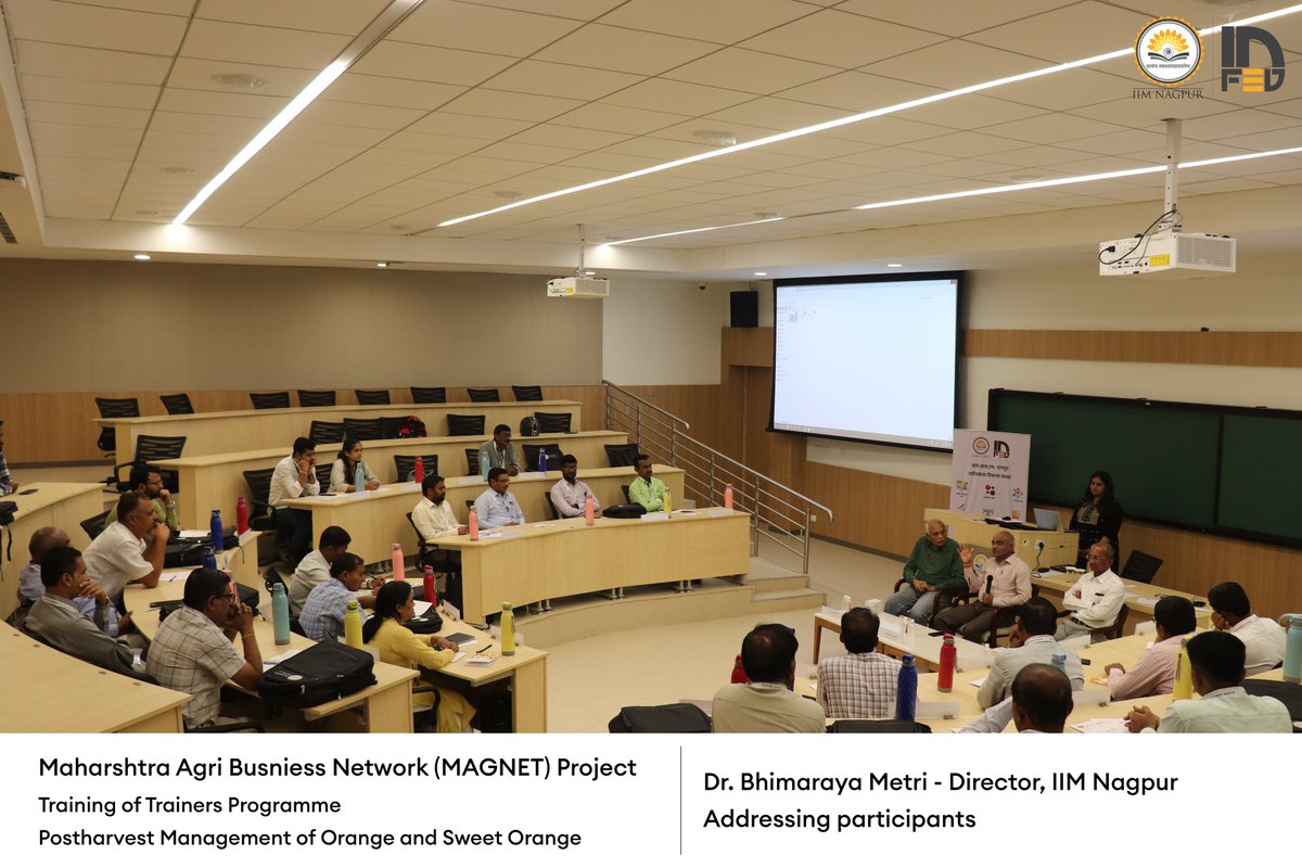 infed_iimn's tweet photo. #InFED organized a Training of Trainers program on Post Harvest Management of Orange and Sweet Orange under the Maharashtra Agribusiness Network (MAGNET) Project with KPMG at the Indian Institute of Management Nagpur
#ADB #InFED_IIMN #InFED #MAGNET #IIMN #ToT #Parbhani #beed https://t.co/jep3lnYXLp