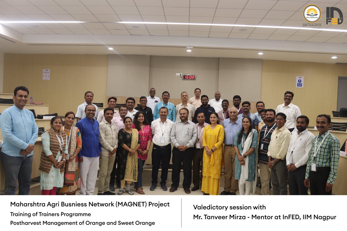 infed_iimn's tweet photo. #InFED organized a Training of Trainers program on Post Harvest Management of Orange and Sweet Orange under the Maharashtra Agribusiness Network (MAGNET) Project with KPMG at the Indian Institute of Management Nagpur
#ADB #InFED_IIMN #InFED #MAGNET #IIMN #ToT #Parbhani #beed https://t.co/jep3lnYXLp