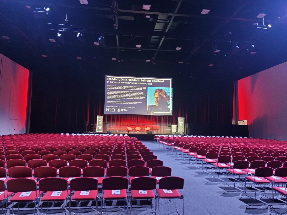 BehrouzBoochani's tweet photo. Getting ready for a speach at the Bob Hawke Prime Ministerial Centre in #Adelide _ Australia https://t.co/FZIe2C8oXb