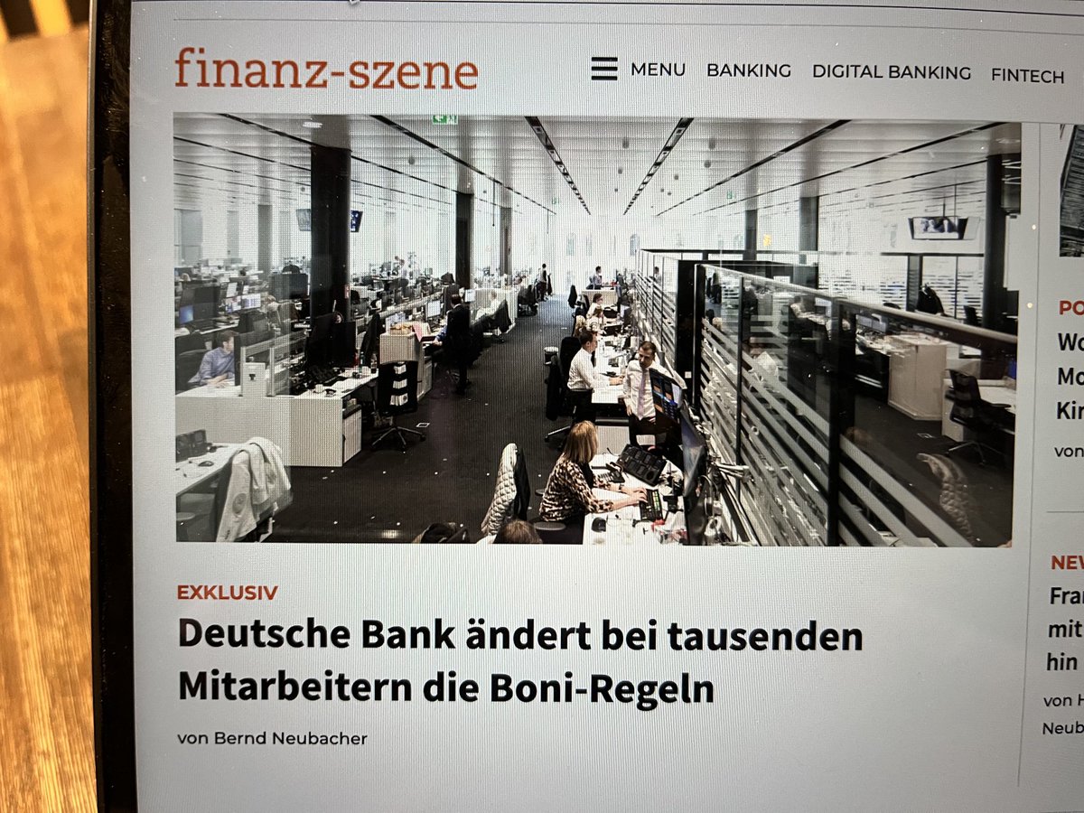 neubacher_b's tweet photo. #Deutsche Bank #Verguetung #Boni Die Deutsche Bank ändert ihre Bonuspolitik im Inland: Für rund 10000 Beschäftigte entfällt fortan die sogenannte Gruppenkomponente. Sie verschmilzt mit dem individuell zuerkannten Leistungsanreiz. Folge wird eine stärkere Spreizung der Boni sein. https://t.co/Lw6sfcXVpk