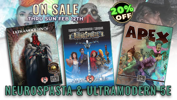 FantasyGrounds2's tweet image. On Sale this week 
from Dias Ex Machina

The only limit is your imagination.

fantasygrounds.com/store/?sys=-1&amp;amp;…
@DiasExMachina
 #APEX #Ultramodern