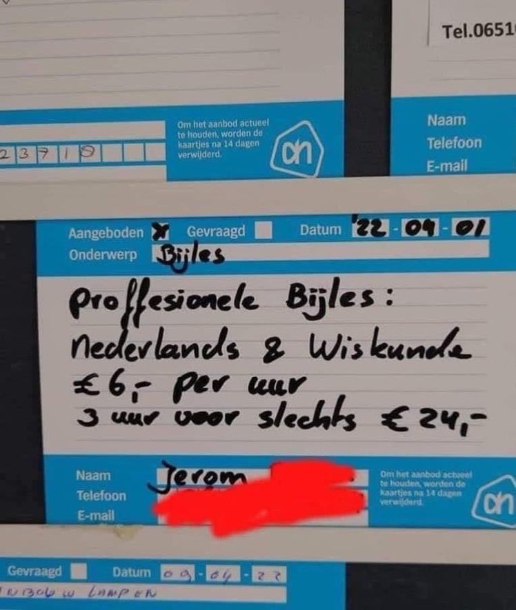 Wegens gebrek aan bevoegde leraren, slechte arbeidsvoorwaarden en onderwijsvernieuwingsdrift is ons onderwijs naar de haaien en de bijles cowboys passen zich kennelijk aan 😳