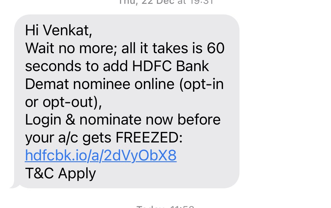 BuDuChe's tweet photo. @HDFC_Bank is this fake sms? https://t.co/zGLztwon4C
