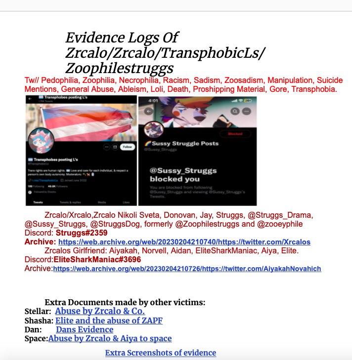 TransphobicLss's tweet photo. Rt please 
It's worrying the amount of people who are still unaware who runs @TransphobicLs. 

Zrcalo, A neo Nazi who befriends ValidLs and Dog fuckers. 
Aiya, a victim blamer Zoophile who is just as bad as Zrcalo. Do not Allow predators in this community https://t.co/6TWSyqtbA8 https://t.co/p2S32MBLRj