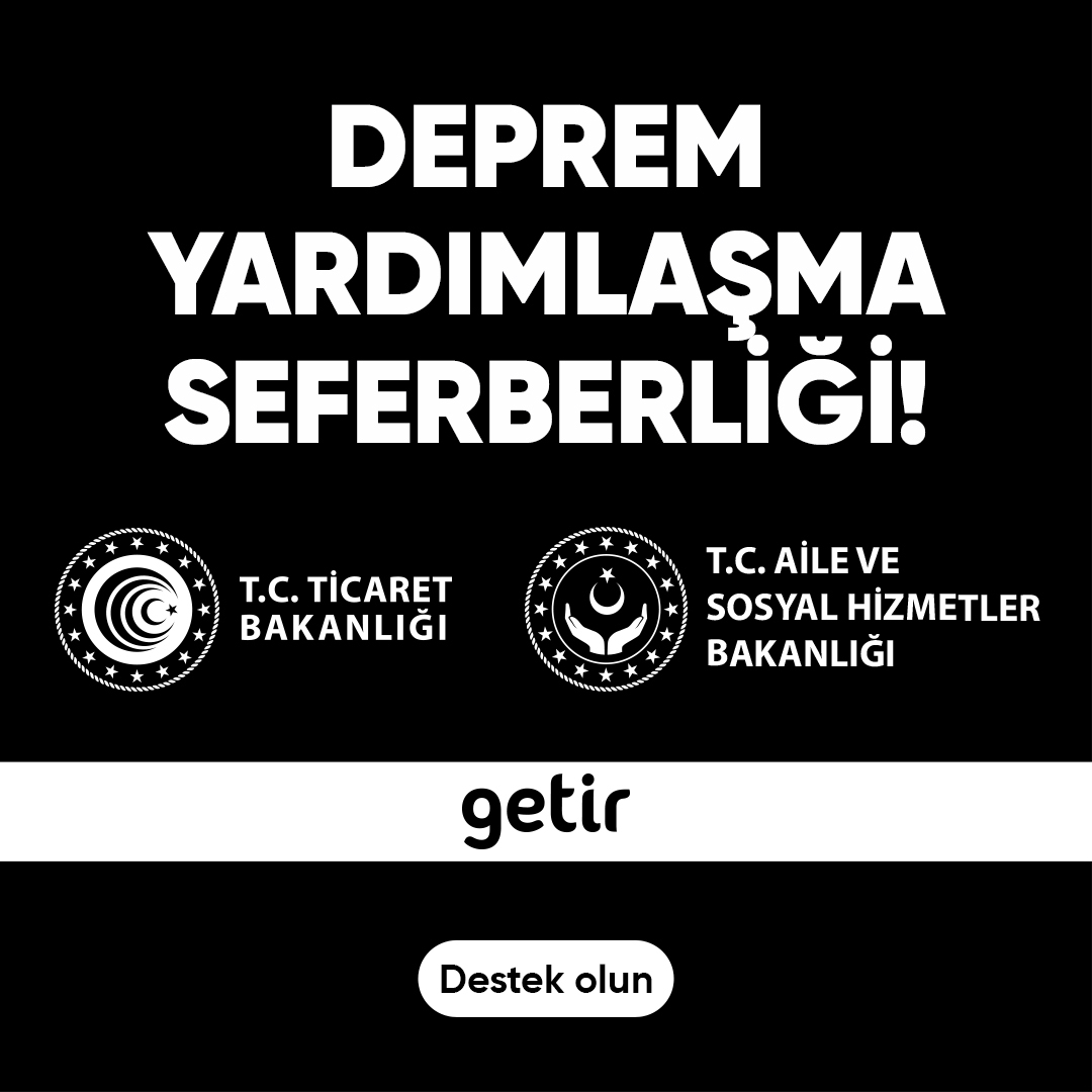 getir's tweet photo. Ticaret Bakanlığımızın başlattığı “Deprem Yardımlaşma Seferberliği”ne biz de katılıyoruz. Temel ihtiyaç siparişlerinizi, AFAD koordinasyonunda, herhangi bir ticari amaç olmaksızın deprem bölgesine ulaştıracağız. Deprem Yardımlaşma Seferberliği’ne katılın! https://t.co/T6gNxGmK56