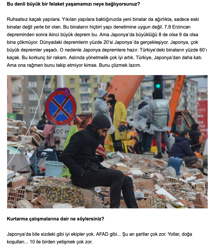 notkoncom's tweet photo. 32 yıldır Türkiye’de yaşayan Japon Moriwaki: 'Yıkılan yapılara baktığınızda yeni binalar da ağırlıkta, sadece eski binalar değil yerle bir olan. Bu binaların hiçbiri yapı denetimine uygun değil.'

E YÜKSELDİ
YAZIKLAR OLSUN SANA
Şeytan
Yandaş
Erden Timur
Erdoğan
Tuğba
#ShowTv https://t.co/xnN7jEML6t