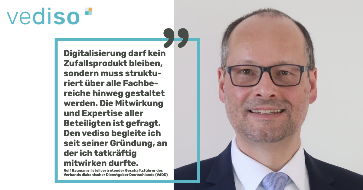 Heute stellen wir euch Rolf Baumann vor. Er hat die inhaltliche Weiterentwicklung des #vediso schon immer eng begleitet. Er ist stellvertretender Geschäftsführer des <a href="/DerVdDD/">DerVdDD</a>.
#WirGestaltenDigitaleZukunft #SozialwirtschaftKannMehr #SozialBrauchtDigital #WirSindVediso