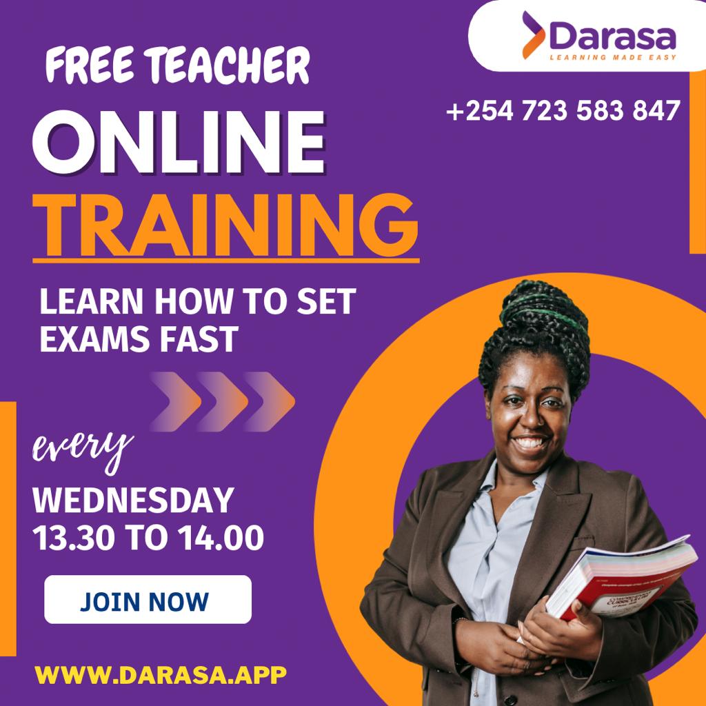 DarasaAfrica's tweet photo. Join our FREE TRAINING on how to SET EXAM with Darasa for FREE. . . #Teachers #Formones #Admission #Exams #Pastpapers #Darasa https://t.co/UL89aOvXQQ