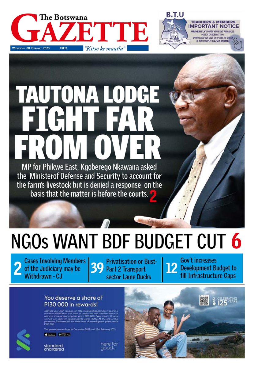 gazettebw's tweet photo. CLICK HERE TO DOWNLOAD YOUR FREE COPY OF THE BOTSWANA GAZETTE : https://t.co/Ufk8G3bcZY https://t.co/5zPdQFRAXh