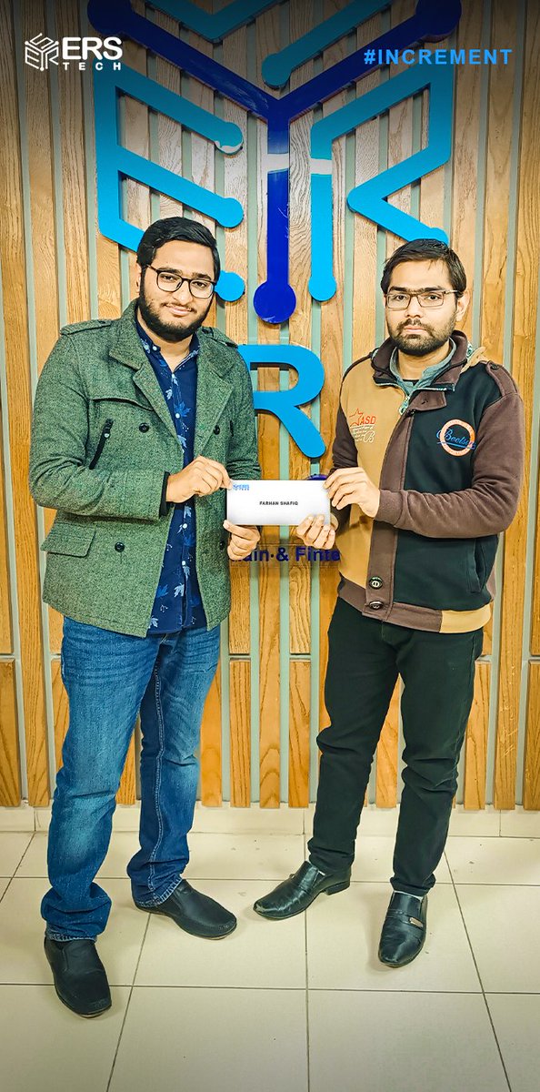 ErstechInfo's tweet photo. Congratulations! Kaleem Jan Abrar Amin Muhammad Farhan Shafiq Muhammad Ismail safia hussain on getting second salary increment in year 2023๐.
Letโs continue to build a bright future together at ERSTECH! ๐๐
#erstech #increment #growth #employeeappreciation #employeerewards https://t.co/GYcgBT47jI