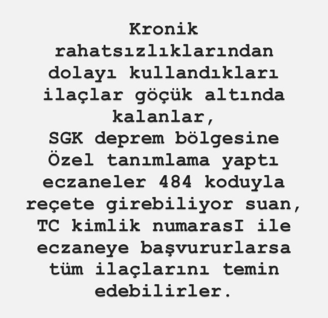 Kronik hastalar için en önemli ihtiyaçlardan biri ilaçlar. Maalesef gönderilen yardımların içinde ilaç yer almıyor. Umarım bu şekilde çözüm bulabilirler. #deprem #sgk