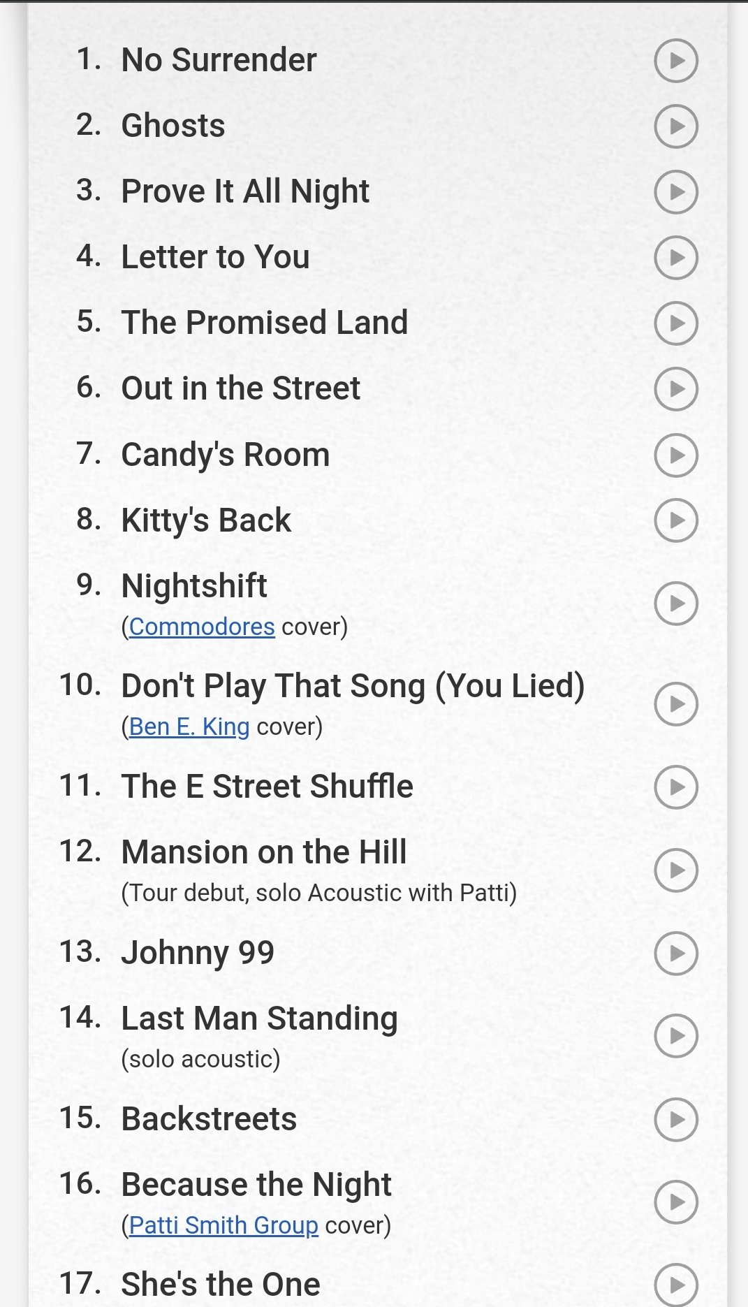 Bruce Springsteen's Tour News on Twitter "The Setlist from the show in