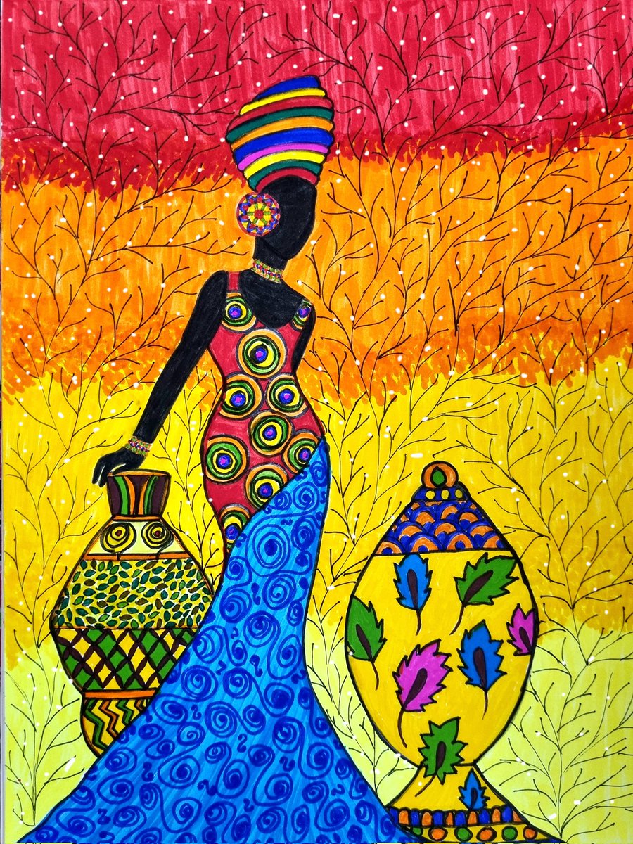 My recent creation...😊🙏 #sketch #art #mandala #painting #africangirl #Sketching