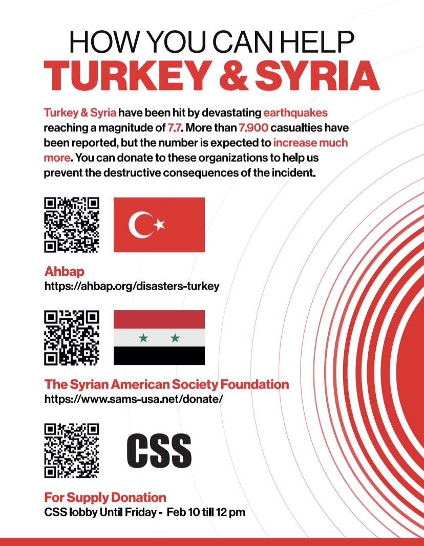 Join the <a href="/Caltech/">Caltech</a> community in supporting the victims of the devastating #earthquake in Turkey. You can donate blankets, winter clothing &amp; hygiene products. Drop off @ Red Door Wed &amp; Thur, Feb 8 &amp; 9, 12-2 PM or Center of Student Services lobby before Friday 12pm #TurkeyEarthquake