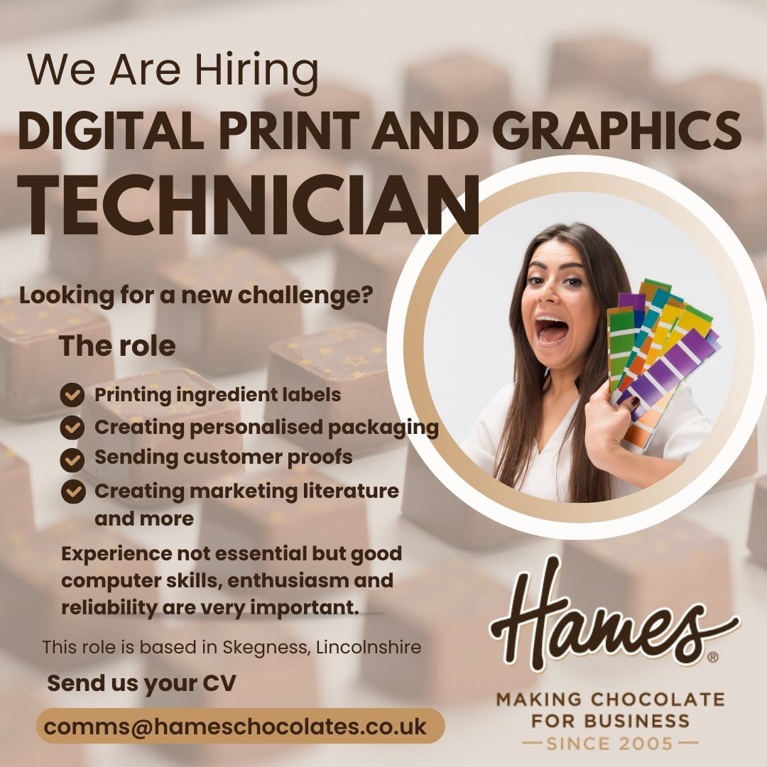 hameschocolates's tweet image. Looking for a change of career? Have you got good computer skills, can spell and would like a fast paced job that keeps you active?  Well we&apos;re hiring and we&apos;d love to hear from you!
#jobs #skegness #printanddesign