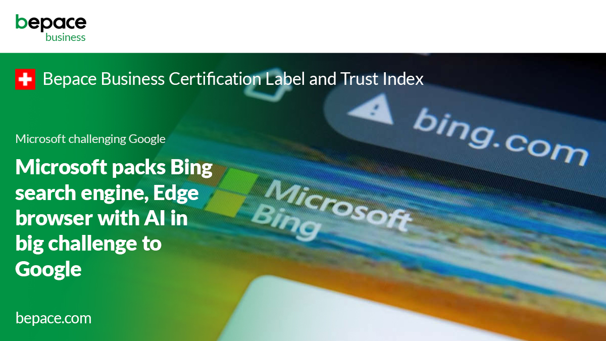 Bepacecom's tweet photo. Microsoft packs Bing search engine, Edge browser with AI in big challenge to Google. #microsoft #google #ai #chatai https://t.co/61RNZ9fxrX