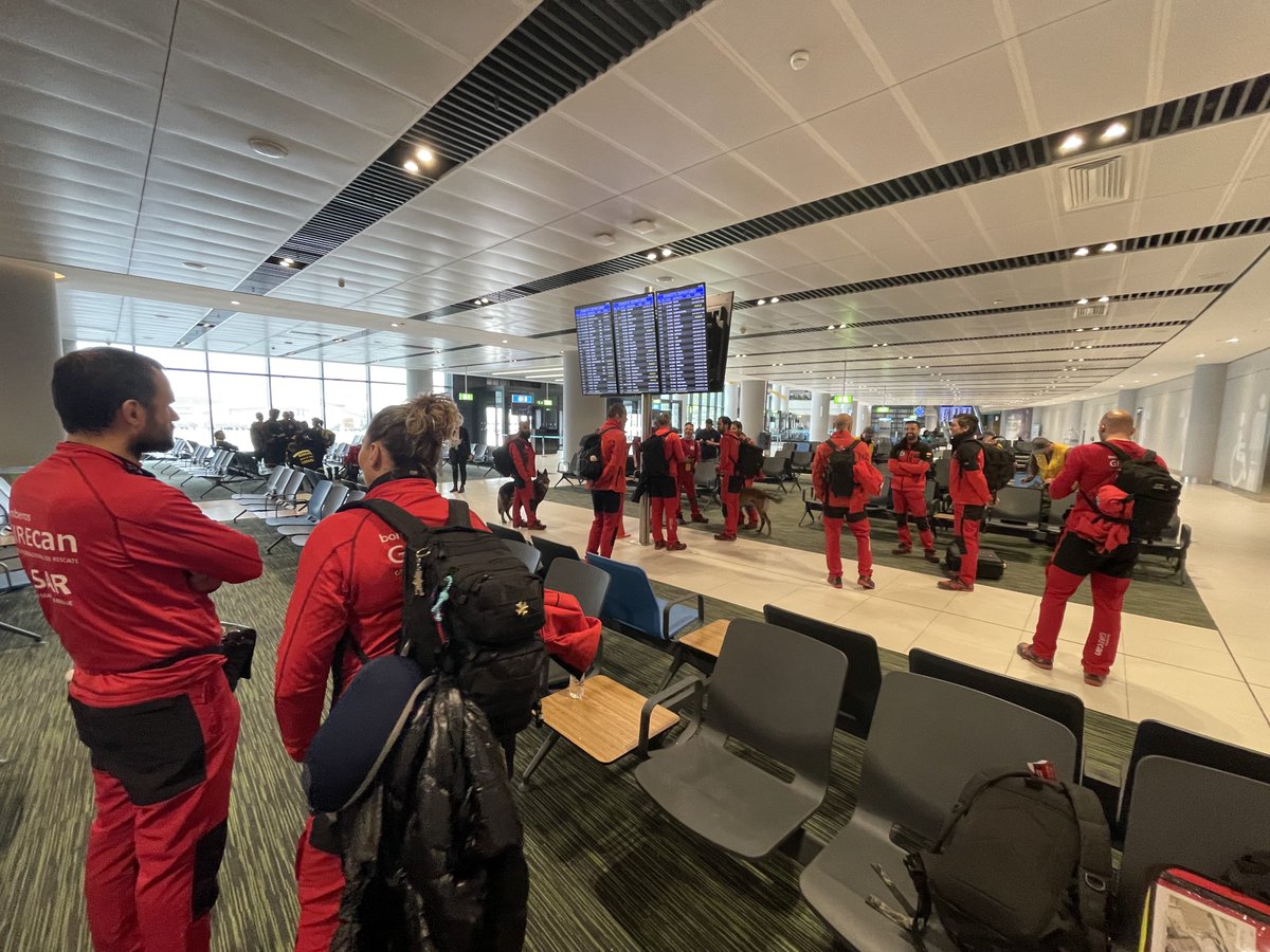 BomberosGIRECAN's tweet photo. Ready to continue to the destination. Adana Airport 
#Turkey #deprem #earthquaketurkey https://t.co/1UYHzUzmUc