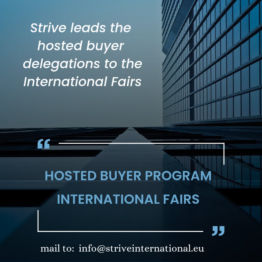 StriveMktg's tweet photo. Strive coordina y sigue muchas delegaciones de #compradores #internacionales invitados que participan en varias #ferias en toda #Europa 🌍
Estos programas están dirigidos a #importadores y #distribuidores internacionales de diferentes sectores económicos🤝
Stay tuned👩🏻‍💻 https://t.co/qk4MbCjBaZ