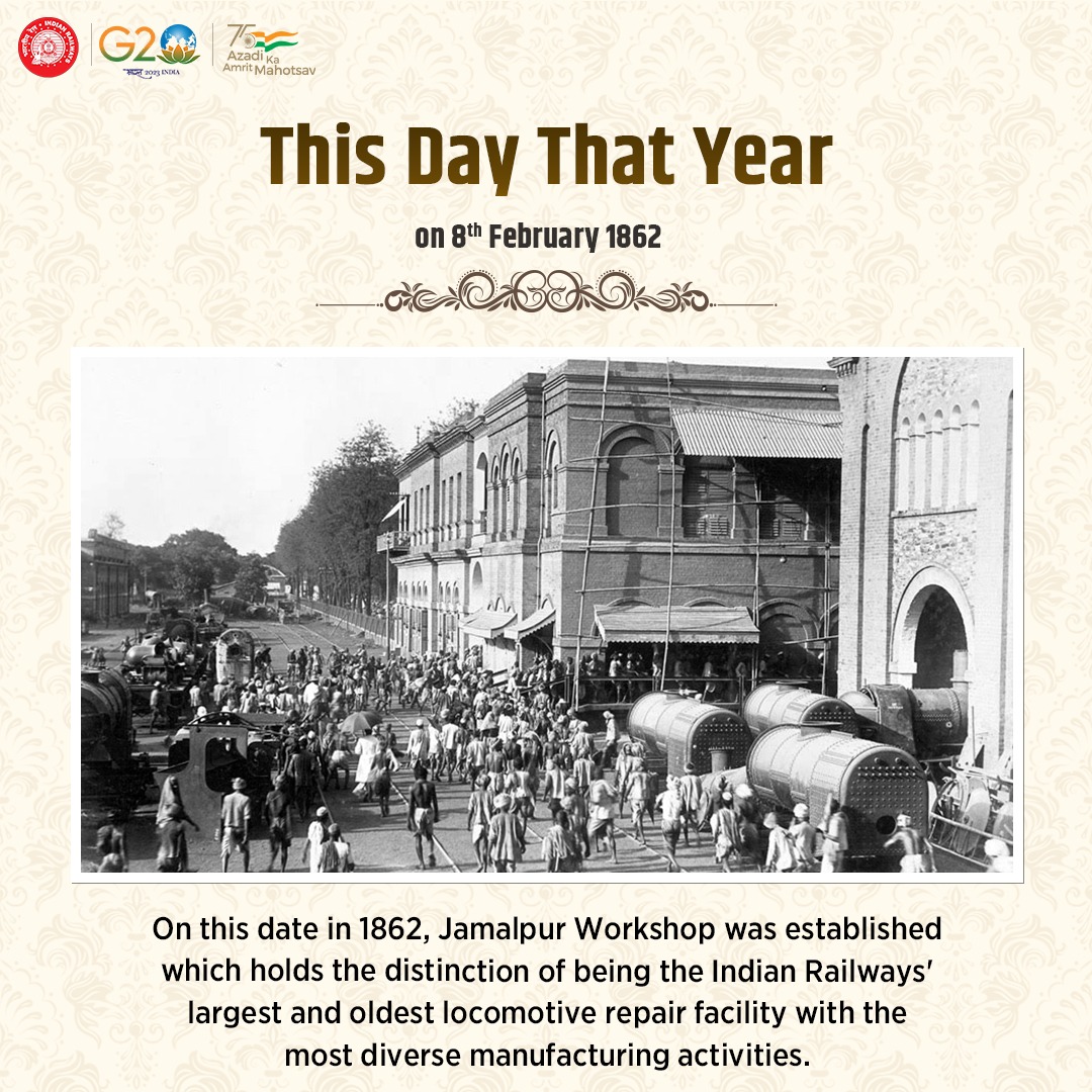 RailMinIndia's tweet photo. #ThisDayThatYear

On this day in 1862, the Jamalpur Workshop, India's oldest locomotive repair facility, was established.

#DownTheMemoryRail https://t.co/0lr8otVXdD