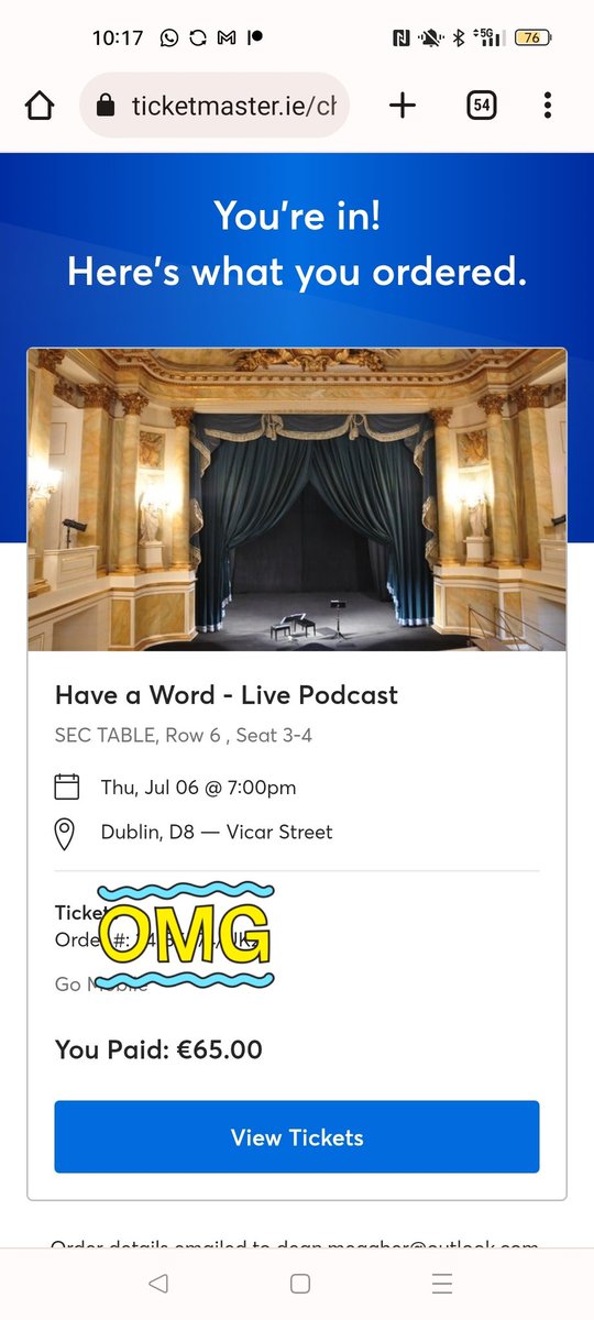 Oh yes got my tickets for <a href="/Haveawordpod/">Have A Word</a> live show in Dublin. See ye soon Lids <a href="/adamrowecomedy/">Adam Rowe</a> <a href="/SenseiCarl_/">〰️</a> <a href="/DanHasAPodcast/">Dan Nightingale</a> <a href="/FinnlayK/">Finn</a> <a href="/SteWoolford/">Steven Woolford</a>