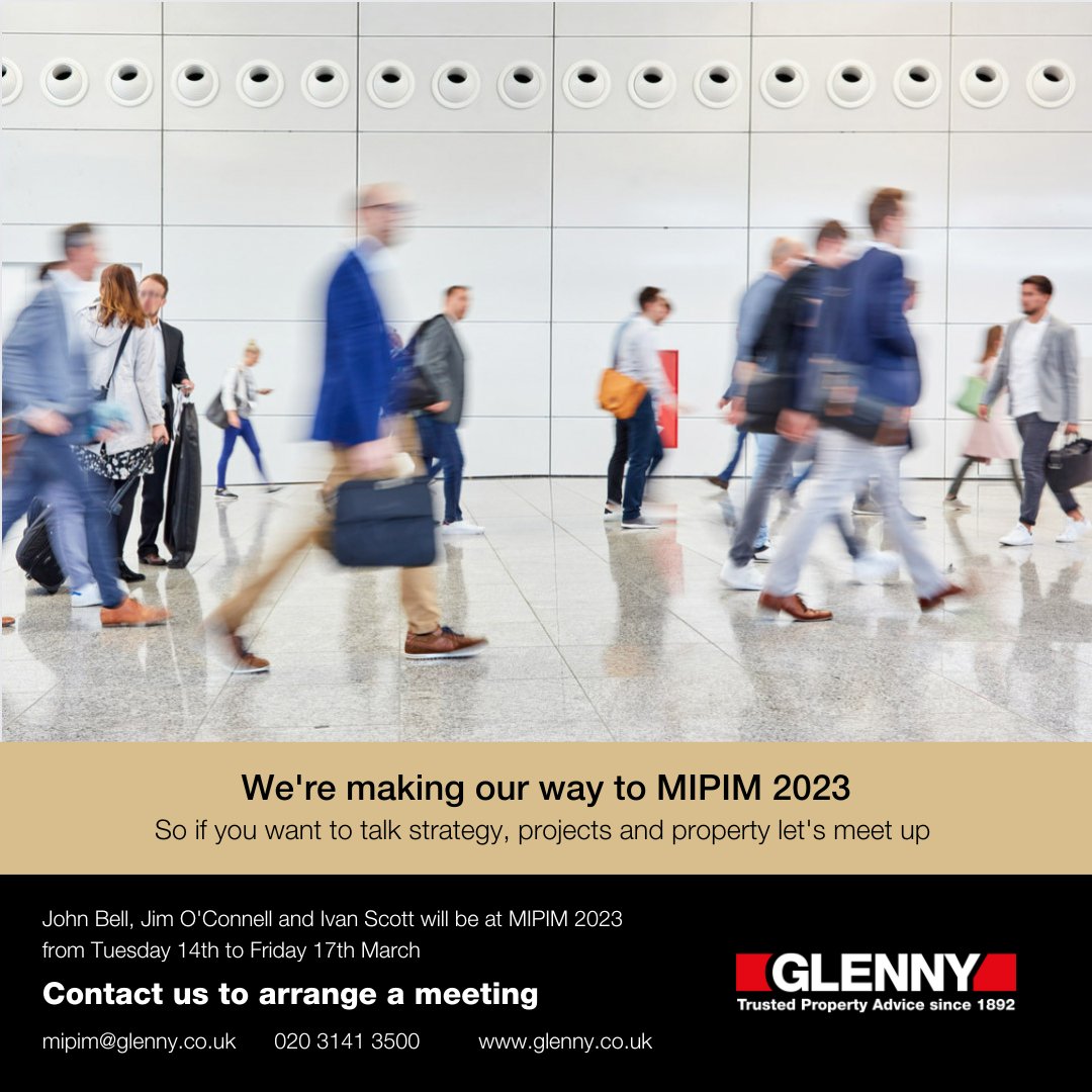 Meet us at #MIPIM2023 🤝

We’re busy planning our agenda for MIPIMWorld, the world’s leading international real estate industry event, in Cannes from 14th-17th March 🇫🇷

If you want to arrange a meeting – send us an email: Mipim@Glenny.co.uk

glenny.co.uk/news/article/G…