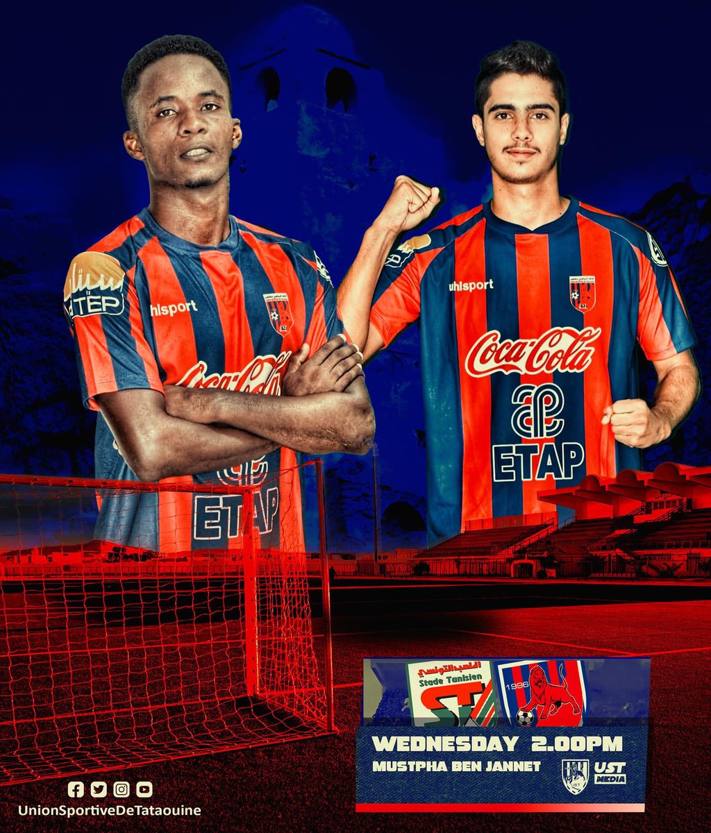 USTataouine's tweet photo. 𝐉𝐨𝐮𝐫 𝐝𝐞 𝐦𝐚𝐭𝐜𝐡 💙❤️
🆚 | @stadetunisien48
🏆 | Ligue Pro 1 - Journée 14
🗓 | Mercredi 8 Février
🕑 | 14h00
📍 | Monastir
🏟 | Stade Mustapha Ben Jannet
📲 | #STUST
📺 | @DiwanSport
#LionsDuSahara 🦁 https://t.co/1BKj6lEKEn