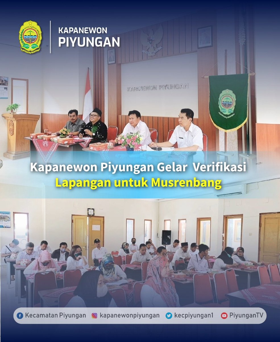 Bertempat di Aula Kapanewon Piyungan telah dilaksanakan Rapat verifikasi usulan Kalurahan untuk Musrenbang 2023,  (18/01) . Rapat koordinasi ini diselenggarakan oleh perwakilan Bappeda Kabupaten Bantul, anggota DPRD, Panewu dan Panewu Anom, OPD terkait seperti perwakilan dari DLH