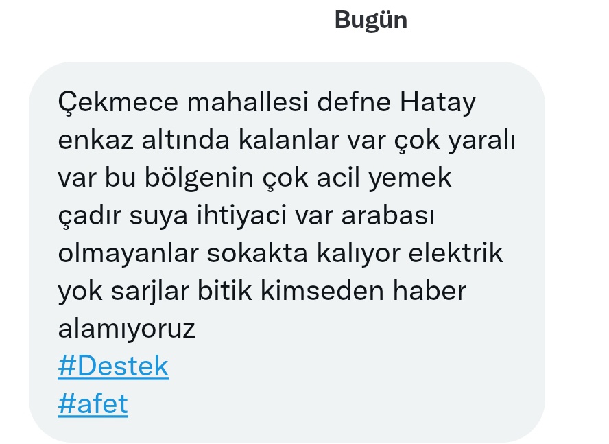 LÜTFEN YAYALIM durum çok kötü her türlü yardım için bekliyorlar #Hatay #deprem
