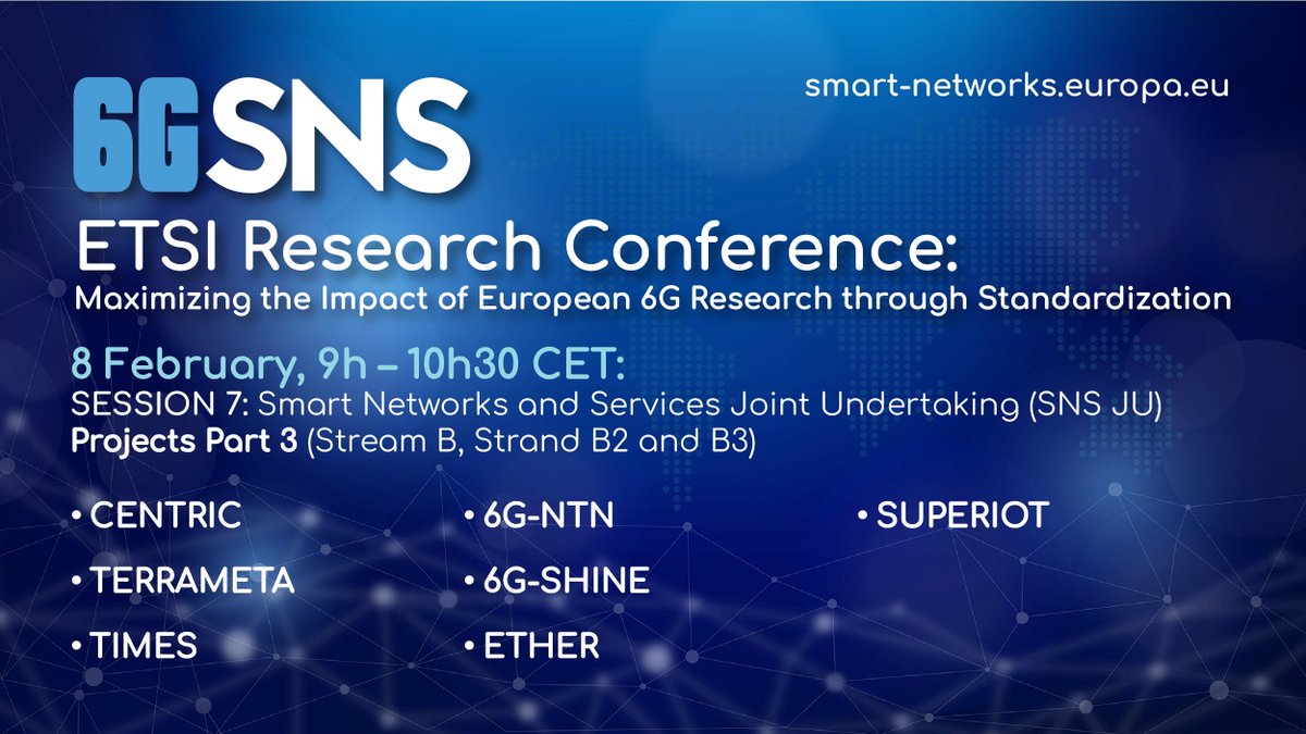 6G_SNS's tweet photo. In 10 mins, the Stream B projects will begin presenting their work at the @ETSI_STANDARDS #Research Conference.
💁♀️Learn about the #research projects for revolutionary #technology advancement towards #6G: https://t.co/ubxvIlmCoV
#ETSIresearch #6GSNS https://t.co/0kGbb2f2zz