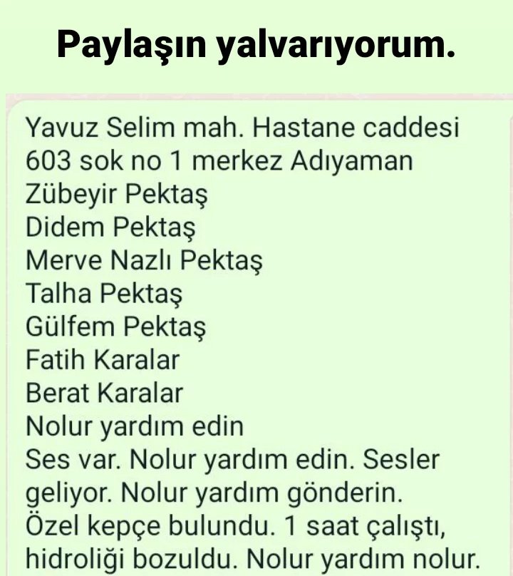 GamzeYenihan's tweet photo. Yalvarırım ses geliyor kurtarın kuzenlerimi nolurrrrrrr
@BabalaTv 
@OguzhanUgur 
@ahbap 
@haluklevent https://t.co/f2Pw2tubbb