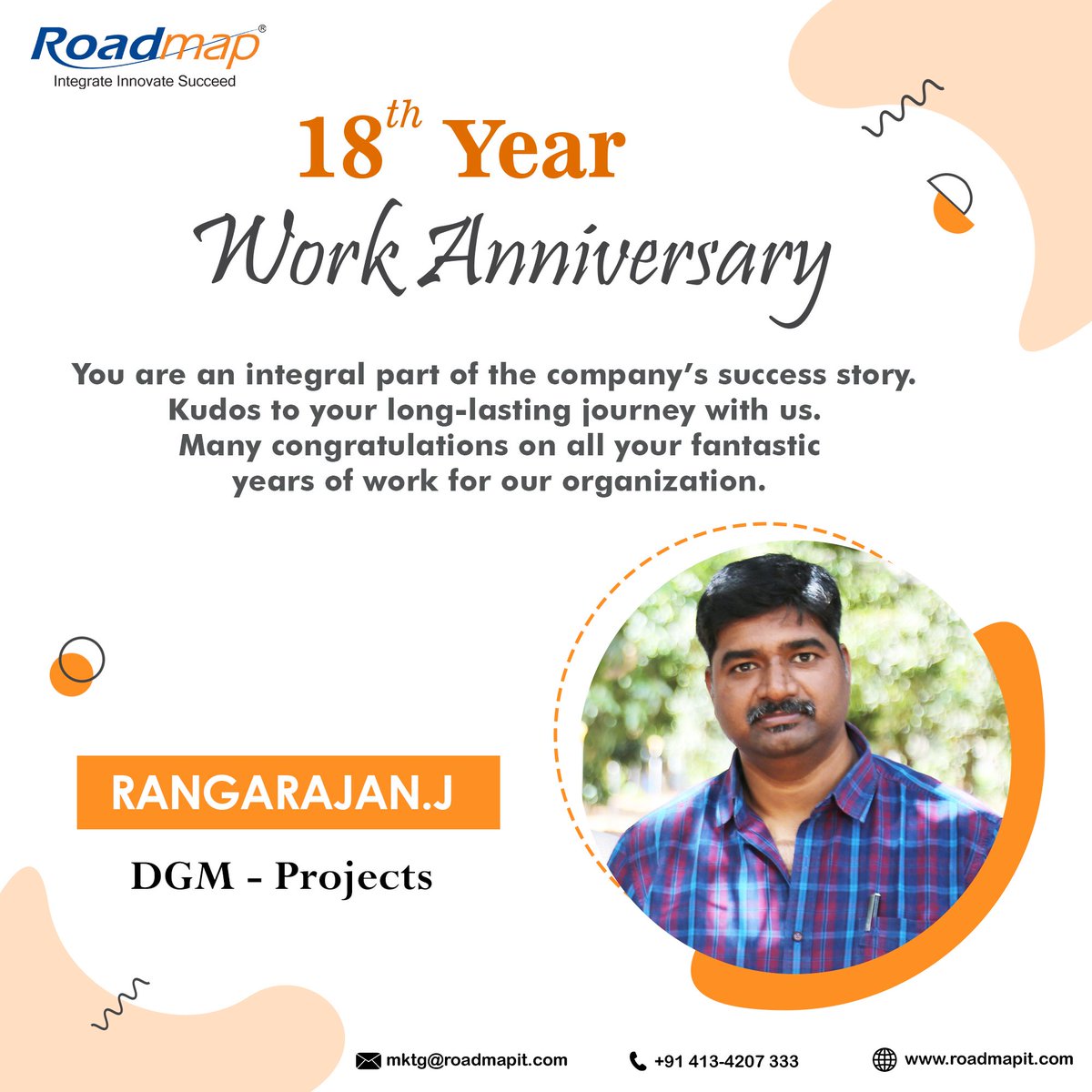 On your special day, Roadmap applauds and appreciates the years of dedication, time, and effort you have put into this organization.

#work #workanniversary #happyworkanniversary #celebration #team #ourteam #anniversary #workhappyanniversary #congratulations  #celebration