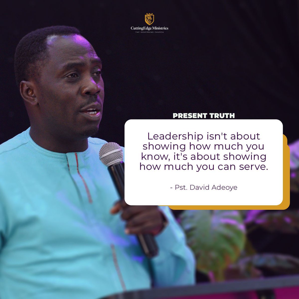 CuttingEdge_NG's tweet photo. Are you ready to lay down your will for God’s will?
Here are some nuggets from Sunday’s Present Truth service with Pst. David Adeoye.
#PresentTruthExcerpts
#TheGoverningChurch https://t.co/LCd6S7uLsS