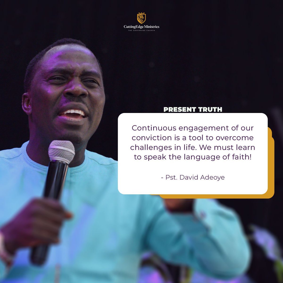 CuttingEdge_NG's tweet photo. Are you ready to lay down your will for God’s will?
Here are some nuggets from Sunday’s Present Truth service with Pst. David Adeoye.
#PresentTruthExcerpts
#TheGoverningChurch https://t.co/LCd6S7uLsS
