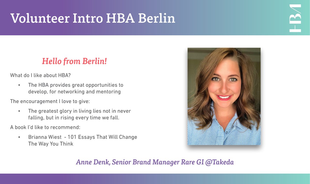 hbanet_eur's tweet photo. #VolunteerWednesday

This week  meet HBA Berlin volunteer Anne Denk. 
Check out this open position and join HBA Berlin:
HBA Berlin - Engagement committee member https://t.co/x4WFha8zub
HBA Berlin - Marketing committee member https://t.co/lqo2rmjGEc

#HBAImpact #HBAEurope https://t.co/XbRUVMnODh