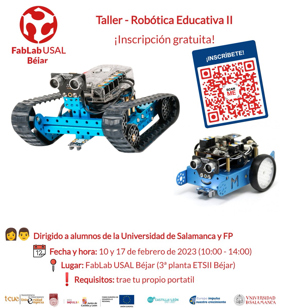 Toca diseñar y fabricar nuestras propias placas electrónicas. 🔥🔥

📝Inscríbete en: fablab.usal.es/taller-de-robo…

📆10 y 17 de febrero
⌚10:00 a 14:00
🌍ETSII Béjar 
Trae tu propio portátil
@fgusal
@usal
@ETSII_Bejar

#arduino #roboticaeducativa #electronica #ingenieria